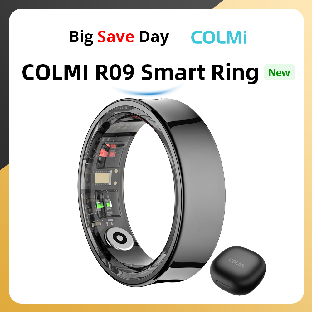 Health Monitors - 2024 COLMI R09 สมาร์ทแหวนผู้ชายผู้หญิงพร้อมเคสชาร์จ,สุขภาพอุณหภูมิร่างกายและ Sleep Monitor