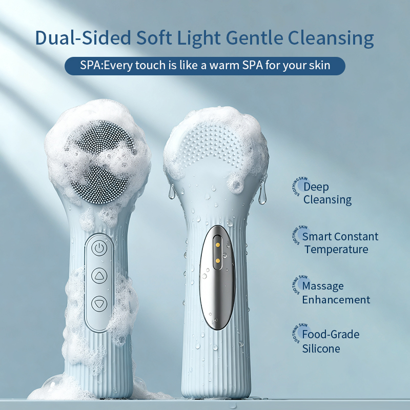 Silicone Face Scrubber Electric - แปรงทำความสะอาดผิวหน้าซิลิโคนแบบชาร์จไฟได้ กันน้ำ ขัดผิวหน้าด้วยคลื่นโซนิค สำหรับทำความสะอาดรูขุมขนอย่างล้ำลึกและผลัดเซลล์ผิวอย่างอ่อนโยน