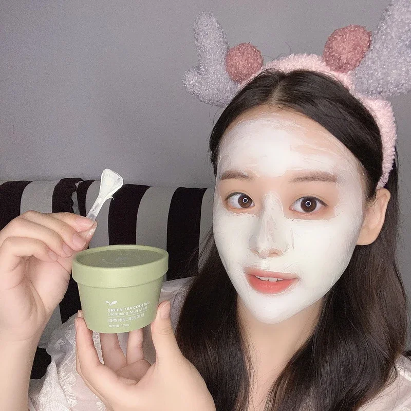 Green Tea Cleansing Clay Mask - มาส์กโคลนชาเขียว มาส์กทำความสะอาดผิวอย่างล้ำลึก ผงมาส์กกระชับรูขุมขน กำจัดสิวเสี้ยน บำรุงผิวชุ่มชื้น มาส์กแบบลอกออก