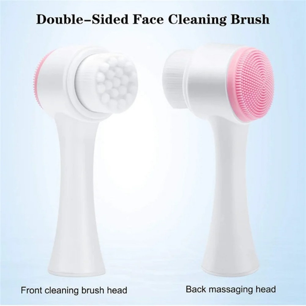 Silicone Face Scrubber Electric - แปรงทำความสะอาดผิวหน้าซิลิโคนสองด้านแบบ 3D ขนแปรงนุ่ม อุปกรณ์ล้างหน้า ขัดผิวอย่างอ่อนโยน เครื่องนวดเพื่อทำความสะอาดรูขุมขน
