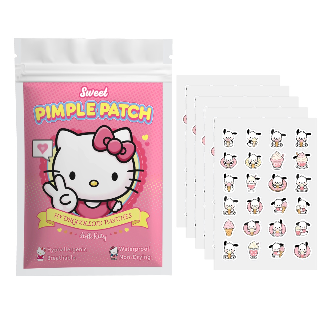 Hydrocolloid Pimple Patch - แผ่นแปะสิวเฮลโล คิตตี้ 48/120 ชิ้น, แผ่นแปะสิวบนใบหน้า, แผ่นแปะกำจัดสิวแบบไฮโดรเจล,