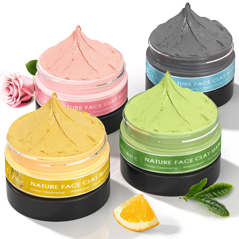 Green Tea Cleansing Clay Mask - 4 ชิ้น Clay Facial Mask ชุดขมิ้นวิตามิน