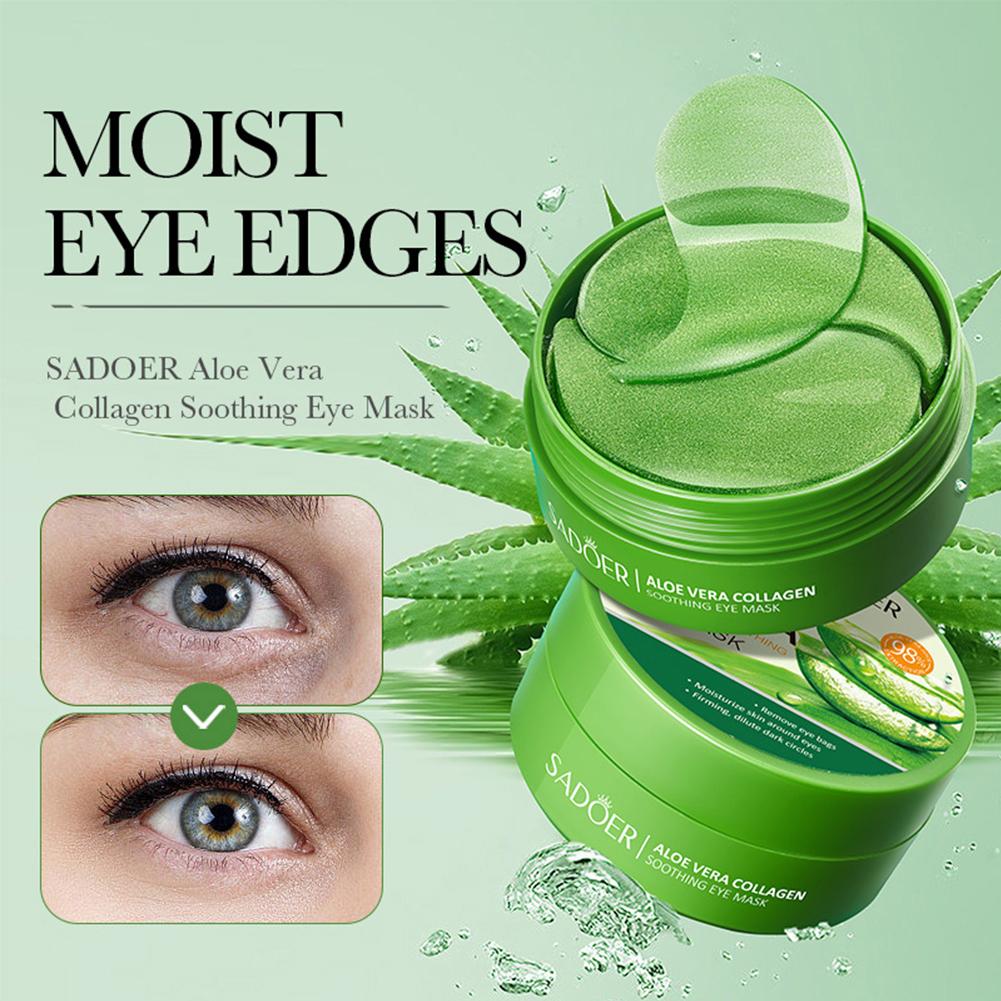 Collagen Under Eye Patches - แผ่นมาส์กเจลว่านหางจระเข้ผสมคอลลาเจน 60 ชิ้น สำหรับใต้ตา ช่วยลดอาการบวม รอยคล้ำ