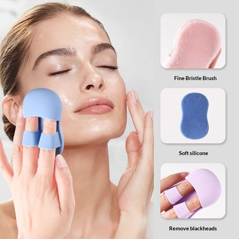 Silicone Face Scrubber Electric - แปรงทำความสะอาดผิวหน้าซิลิโคนแบบนิ้วมือ เครื่องขัดผิวหน้าขนาดเล็ก ทำความสะอาดรูขุมขนอย่างล้ำลึก ขจัดสิวเสี้ยน แผ่นนวดขัดผิว