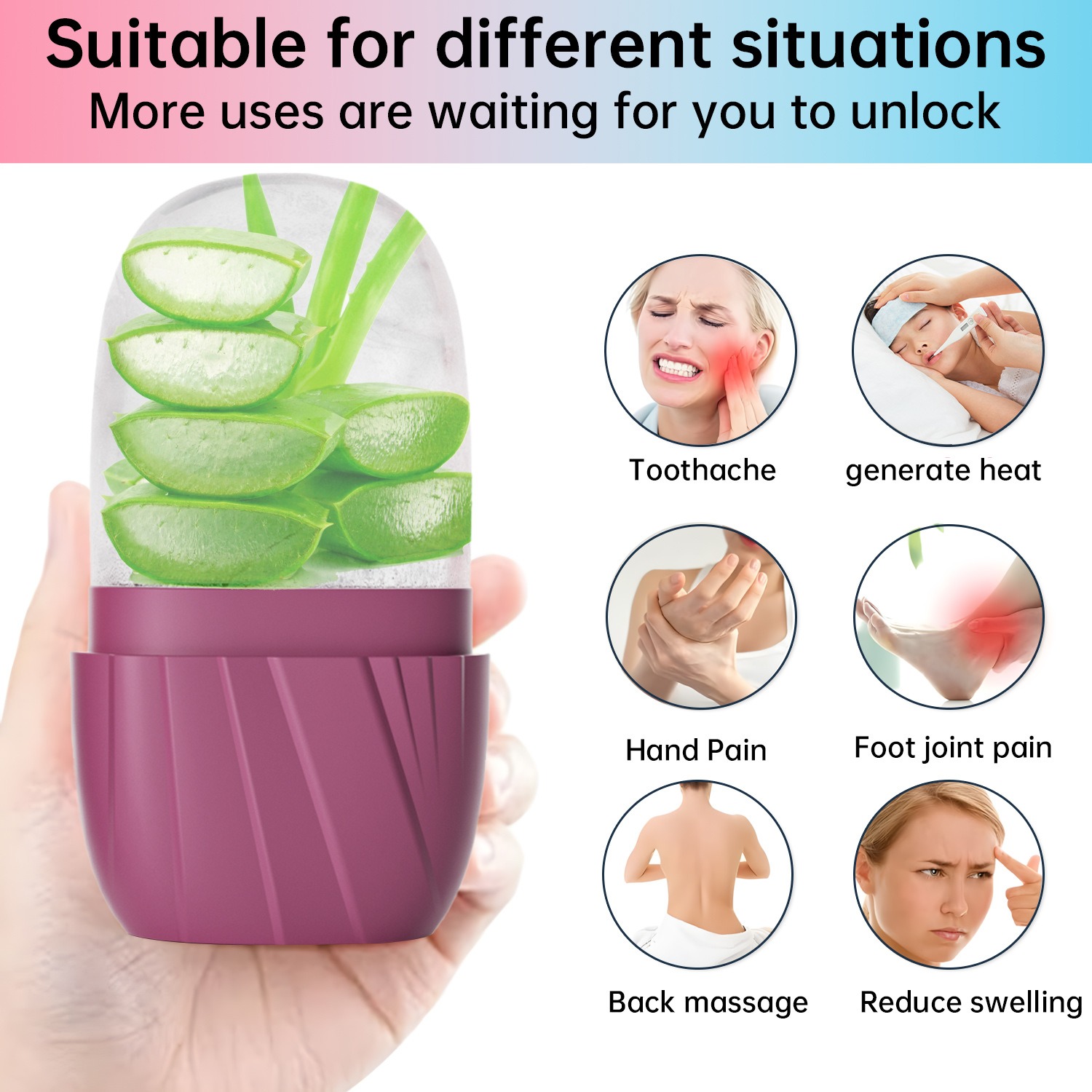 Face Ice Roller Puffiness - แม่พิมพ์น้ำแข็งลายเส้นเพื่อความงาม ลูกกลิ้งยกกระชับใบหน้าแบบมินิมอล อุปกรณ์ดูแลผิวหน้าของแท้ ช่วยลดอาการบวมรอบดวงตา ปรับรูปหน้าวีเชฟ