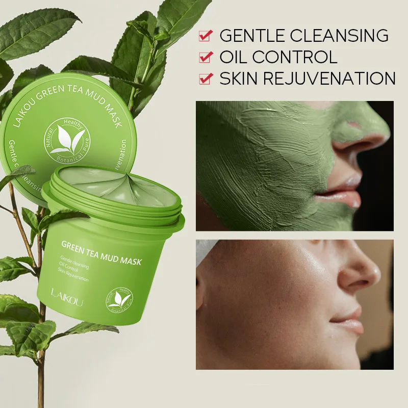 Green Tea Cleansing Clay Mask - มาส์กชาเขียว 100 กรัม ผลิตภัณฑ์ดูแลผิวหน้า ทำความสะอาดอย่างอ่อนโยน กระชับรูขุมขน