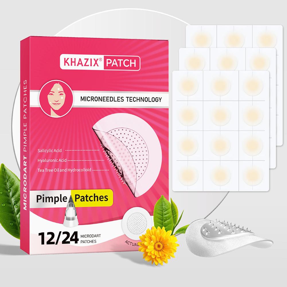 Hydrocolloid Pimple Patch - แผ่นแปะสิวไมโครนีดเดิล 12/24 ชิ้น แผ่นแปะสิวไฮโดรคอลลอยด์ สำหรับสิวและรอยสิว ใช้ได้ตลอดคืน