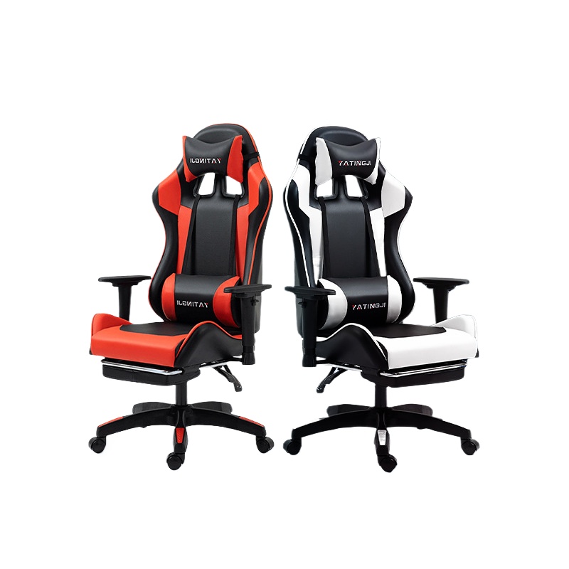 Massage - เก้าอี้เกมมิ่งสำหรับอีสปอร์ตและใช้งานในสำนักงาน เก้าอี้คอมพิวเตอร์ปรับเอนได้ตามหลักสรีรศาสตร์ พร้อมฟังก์ชั่นนวด รองรับหลังส่วนล่าง หมุนได้ ใช้ในบ้าน