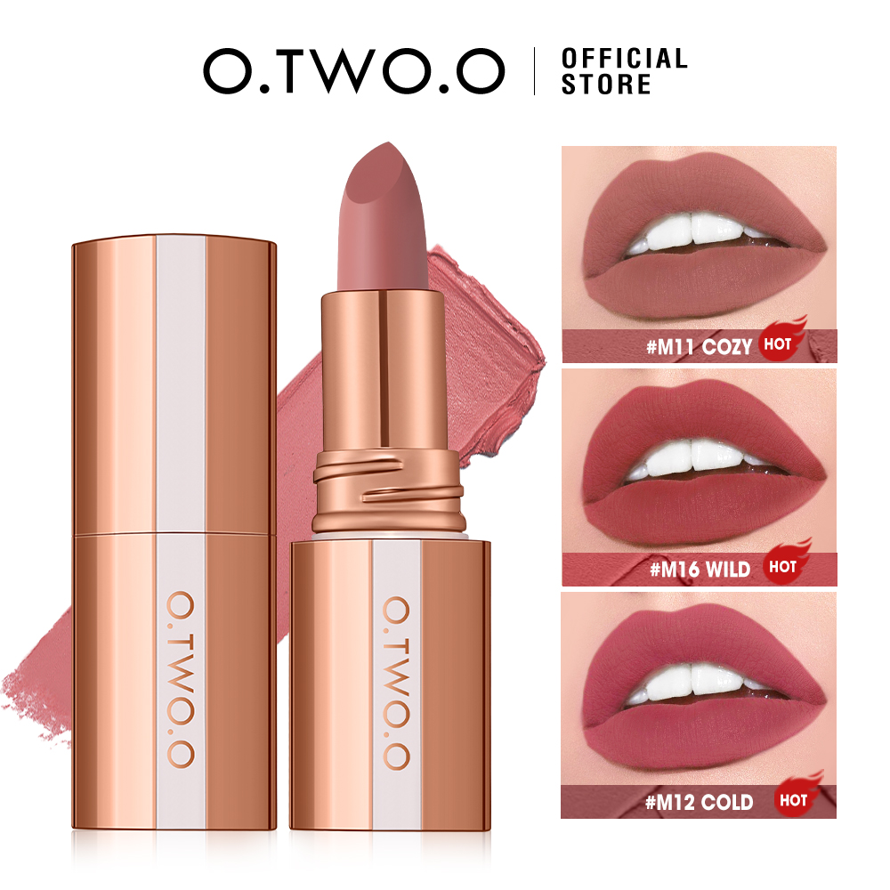 Matte Velvet Lip Tint Long Lasting - O.TWO.O ลิปสติกเนื้อแมตต์ ลิปสติกกันน้ำยาวนานยาวไม่เป็นรอยเปื้อนคลาสสิกมีเม็ดสีสูงแต่งสีทาปาก