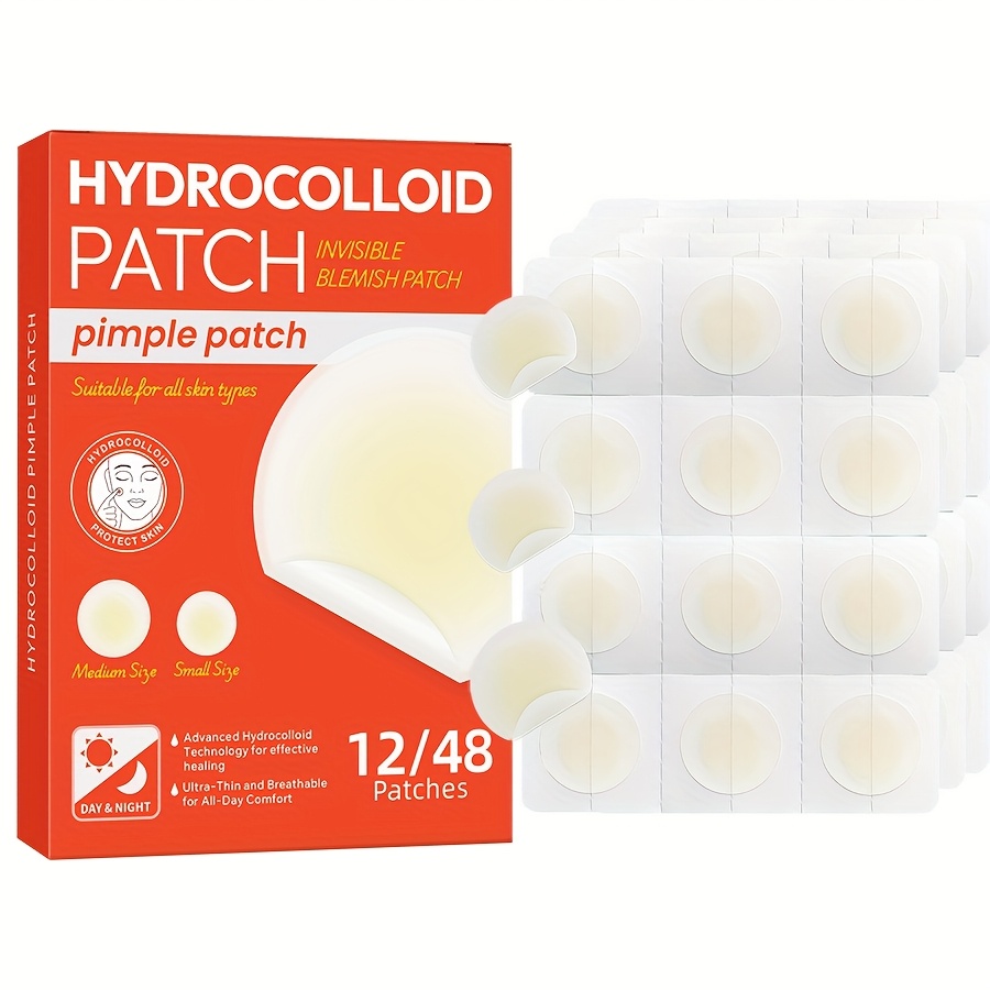 Hydrocolloid Pimple Patch - แผ่นแปะสิวไฮโดรคอลลอยด์ 48 ชิ้น ให้การปกปิดที่มองไม่เห็น แผ่นแปะสิวบนใบหน้า ทำความสะอาดรูขุมขนและสิวอย่างล้ำลึก