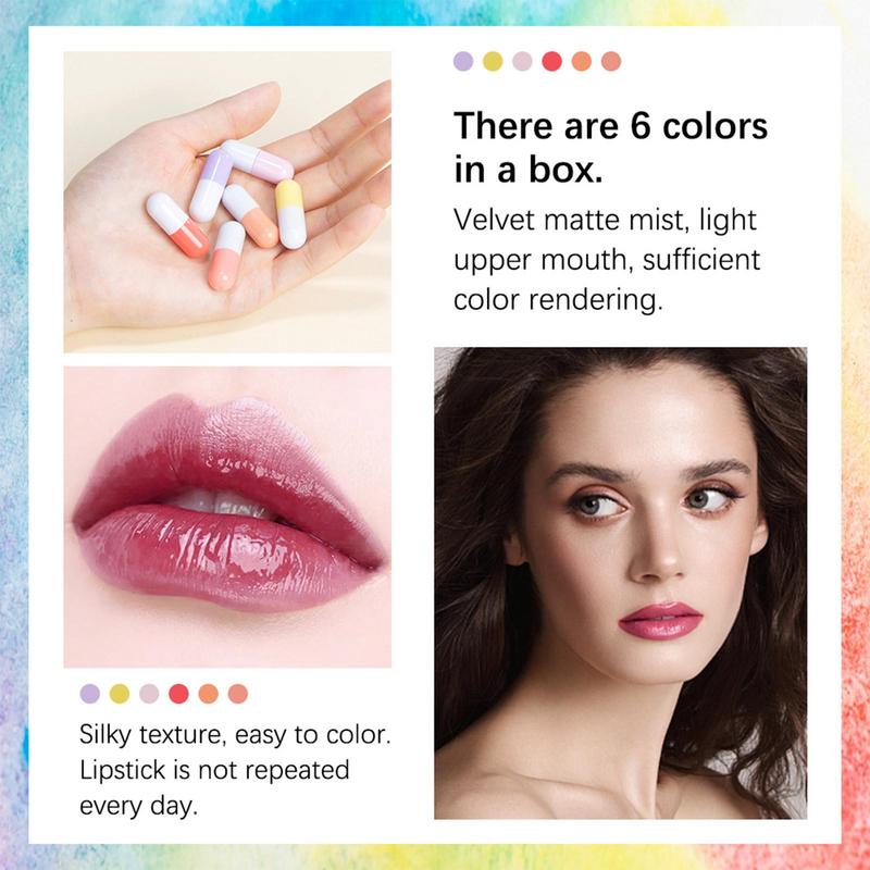 มินิลิปสติกชุด 6 ชิ้นกันน้ํา L - Matte Velvet Lip Tint Long Lasting บทวิจารณ์และราคา