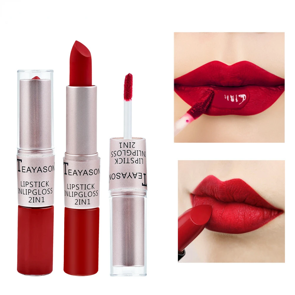 ลิปกลอสสีชมพู1ชิ้น2อิน1กันน้ำต - Matte Velvet Lip Tint Long Lasting บทวิจารณ์และราคา
