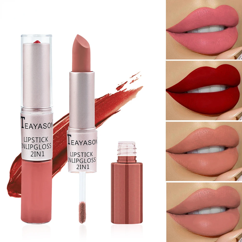 ลิปกลอสสีชมพู1ชิ้น2อิน1กันน้ำต - Matte Velvet Lip Tint Long Lasting บทวิจารณ์และราคา