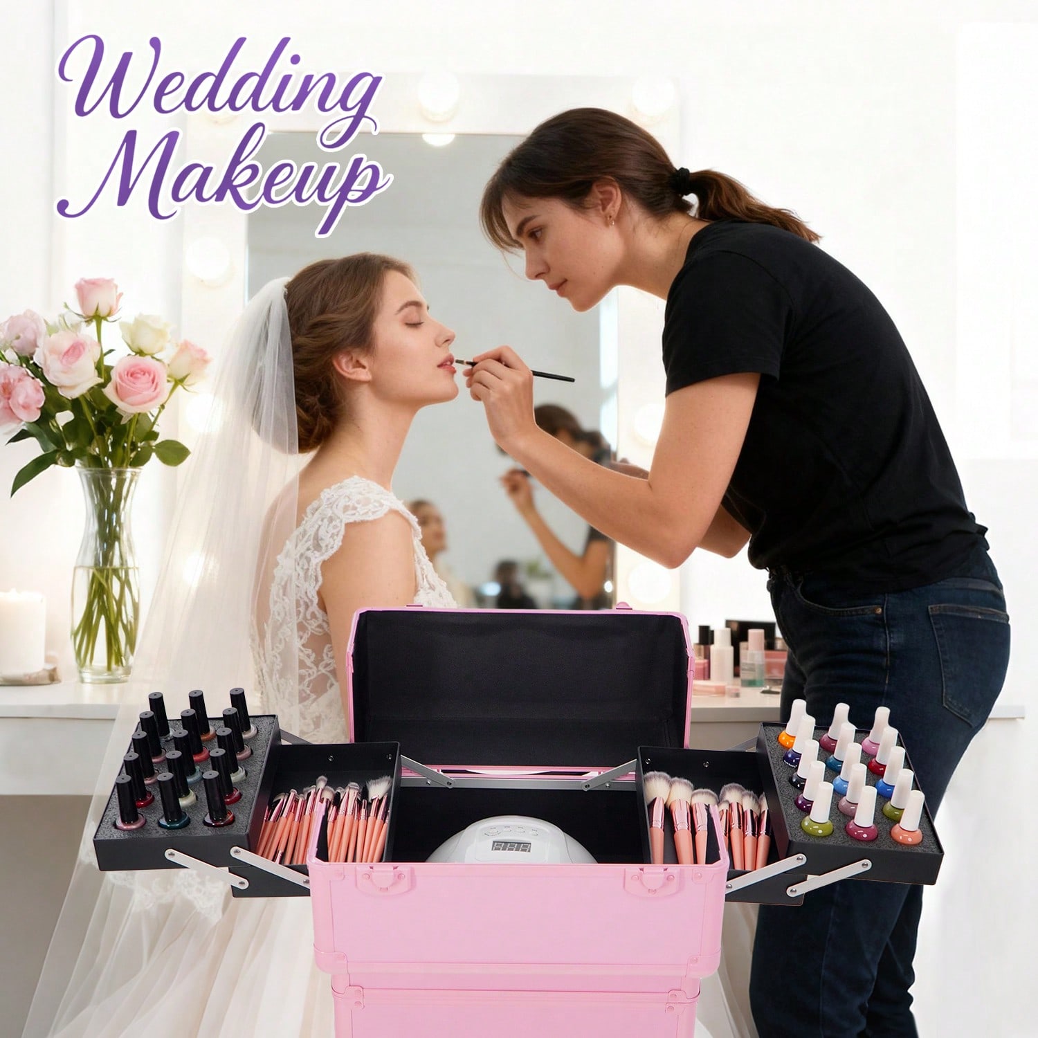 กระเป๋าแต่งหน้าแบบมีล้อ 4 in 1 - Makeup บทวิจารณ์และราคา