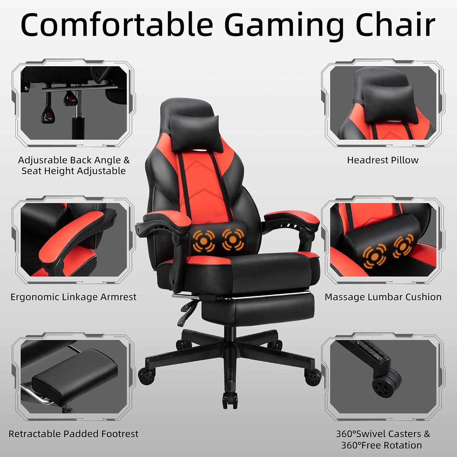 เก้าอี้เกมมิ่งพร้อมที่วางเท้า  - Massage บทวิจารณ์และราคา