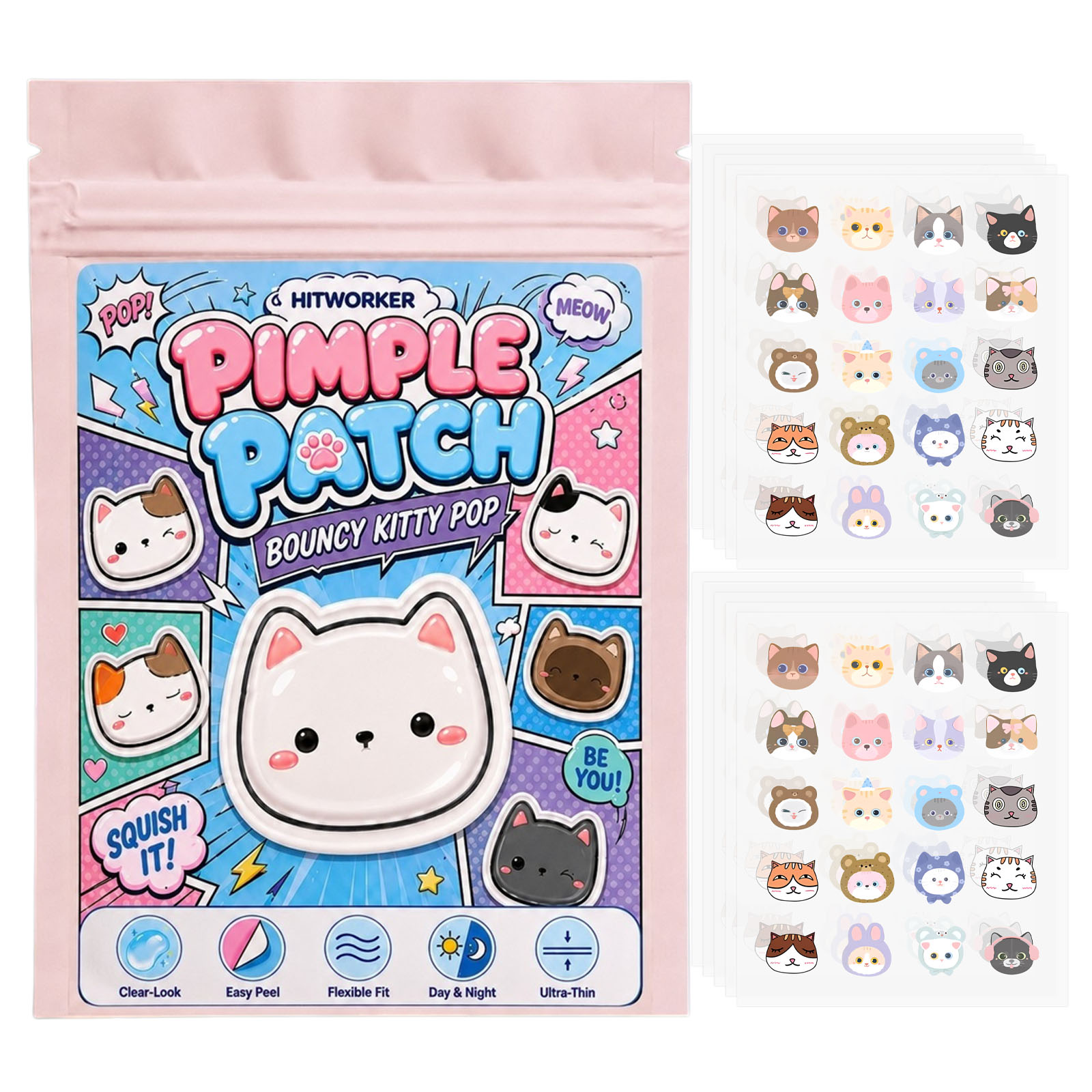 แผ่นปิดสิวรูปแมวน่ารัก 100 ชิ้ - Hydrocolloid Pimple Patch บทวิจารณ์และราคา