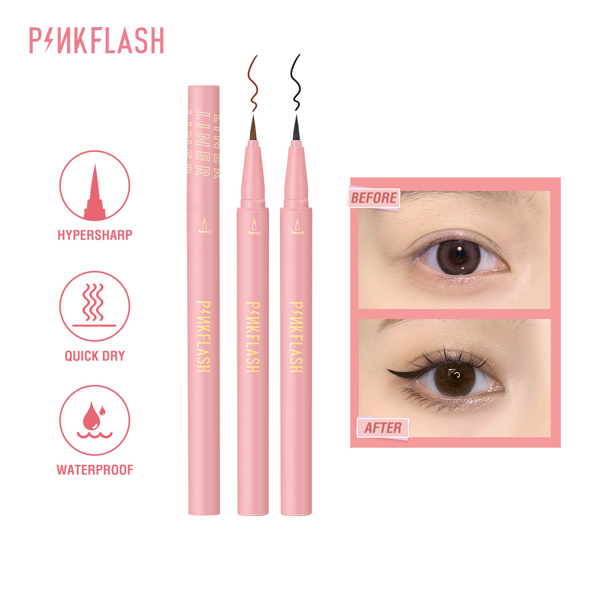 PINKFLASH Black Liquid Eyeline - Waterproof Liquid Eyeliner Pen บทวิจารณ์และราคา