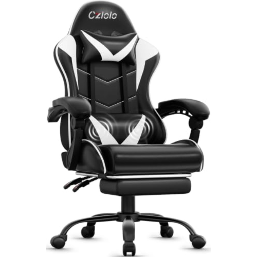 เก้าอี้เกมมิ่งพร้อมที่วางเท้า, - Massage บทวิจารณ์และราคา