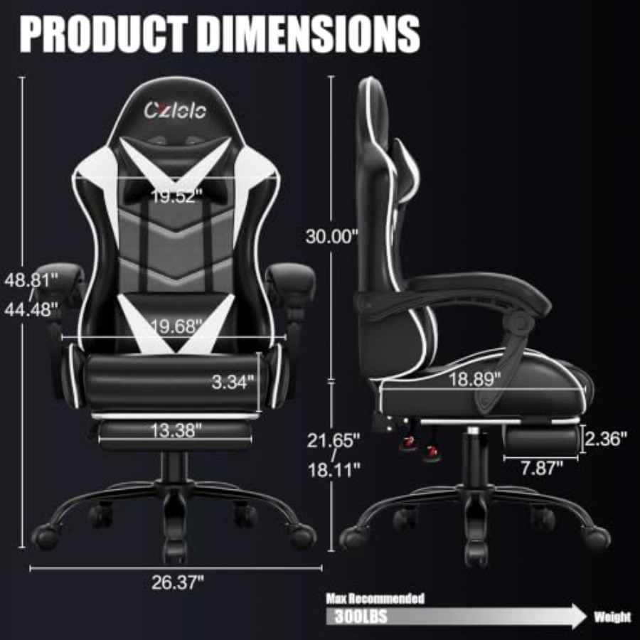 เก้าอี้เกมมิ่งพร้อมที่วางเท้า, - Massage บทวิจารณ์และราคา