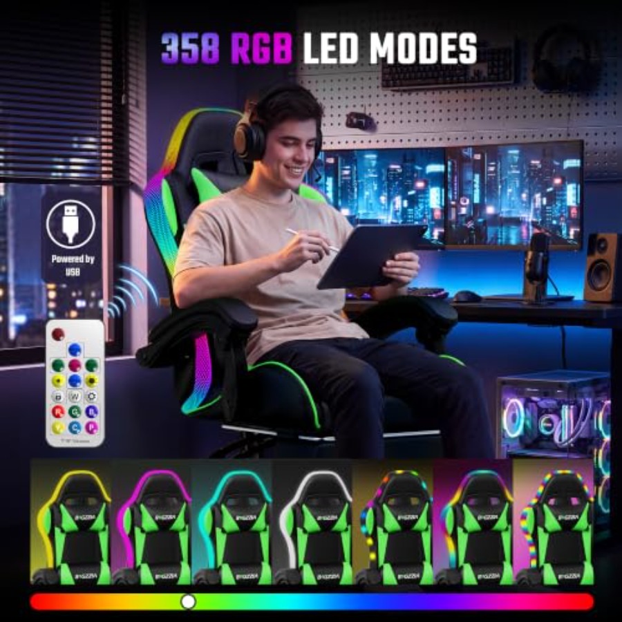 เก้าอี้เกมมิ่ง RGB พร้อมที่วาง - Massage บทวิจารณ์และราคา